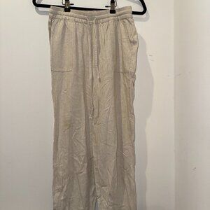 Cropped drawstring linen pants
